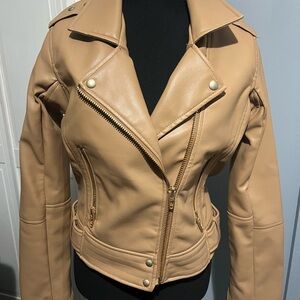Blank NYC Camel Leather Moto Jacket